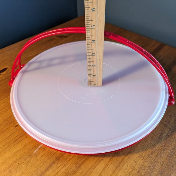 Vintage Red Tupperware Divided Veggie Serving Container With Lid and handle - Picture 9 of 14